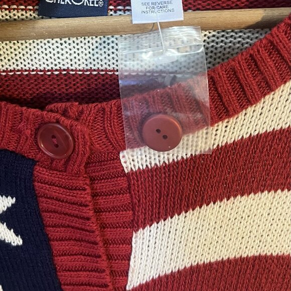 Cherokee USA Flag Cardigan Sweater XL Made in USA Vintage Patriotic Knit Stars S - Picture 8 of 8